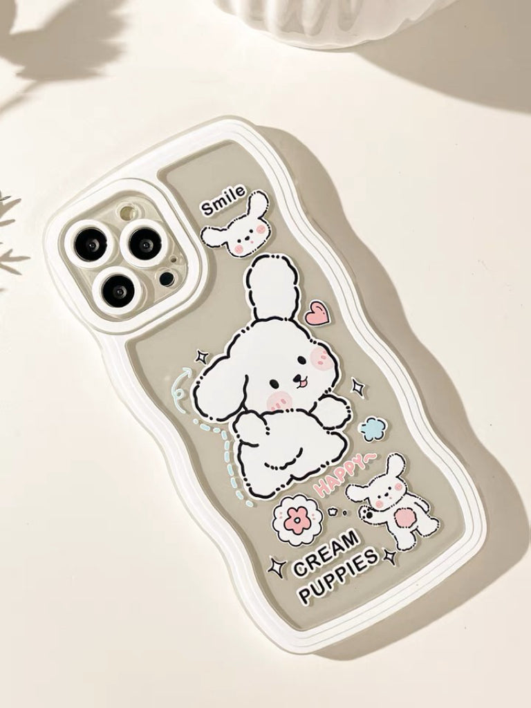 Cream Puppies Cute Korea Style iPhone case Kawaii Lovely Cute Lolita iPhone 6 7 8 PLUS SE2 XS XR X 11 12 13 14 15 Pro Promax 13mini