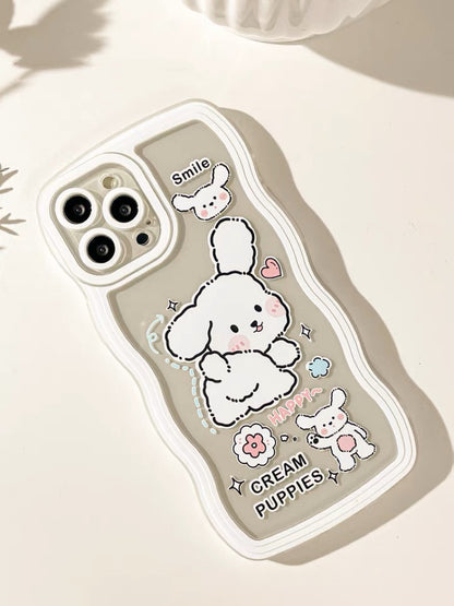Cream Puppies Cute Korea Style iPhone case Kawaii Lovely Cute Lolita iPhone 6 7 8 PLUS SE2 XS XR X 11 12 13 14 15 Pro Promax 13mini