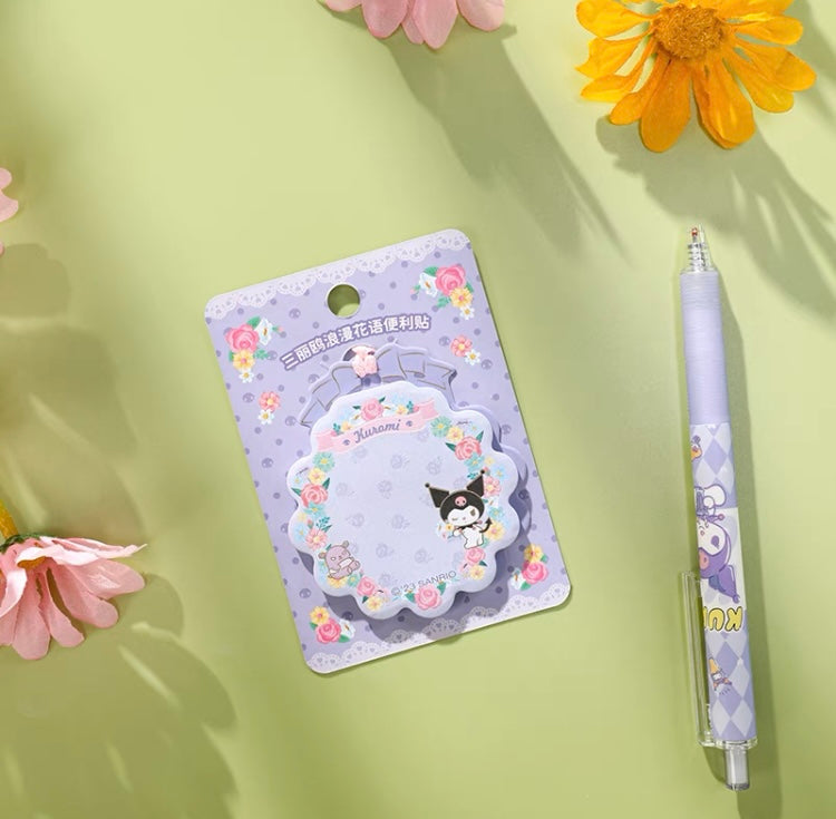 Sanrio Romantic Flower Memo Pad | My Melody Kuromi Cinnamoroll Pochacco - 30 Sheets