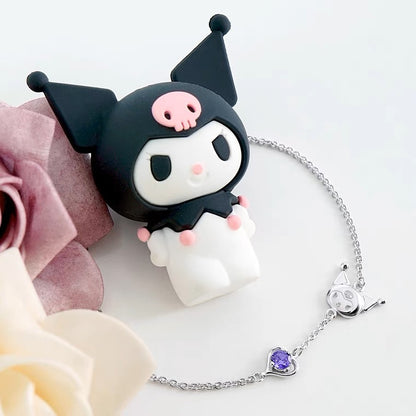 Sanrio Kuromi I.Love.Kuromi 925 Silver Bracelet Silver with Ring Box