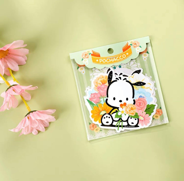Sanrio Romantic Flower Big PVC Stickers | My Melody Kuromi Cinnamoroll Pochacco - 2 Style 2 Shhets