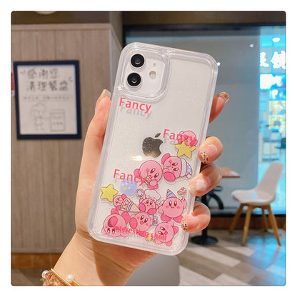 Japanese Cartoon Pink Monster Starkabi MM KU QuickSand iPhone Case SE2 15 14 13 12 11 XS XR Pro Max Plus