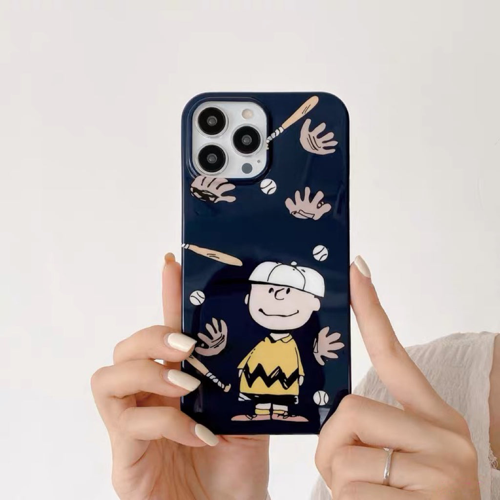Cartoon Design Cute White Dog with Sky and Friends Charlie Black iPhone Case PLUS XS XR X 11 12 13 14 Pro Promax