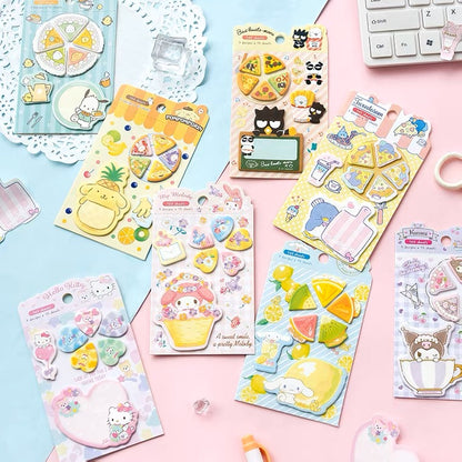 Sanrio Sweets & Food Memo Pad | Hello Kitty My Melody Kuromi Cinnamoroll Pompompurin Pocahcco Tuxedosam Bad Badtz Maru - 7 Style 105 Sheets