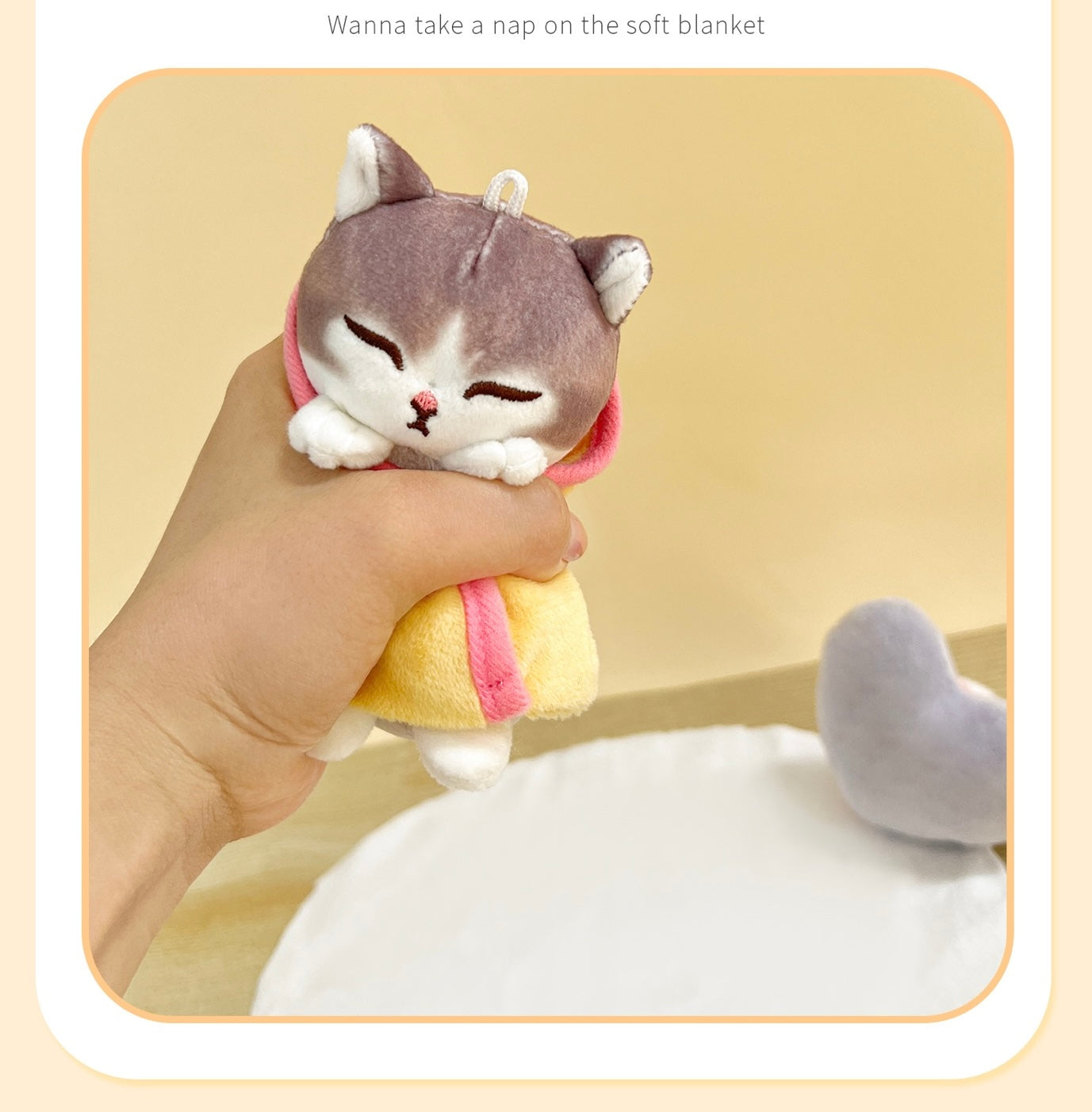 Japan Artist Mofusand Cat Neko Blanket 10cm - Mascot Plush Doll Keychain