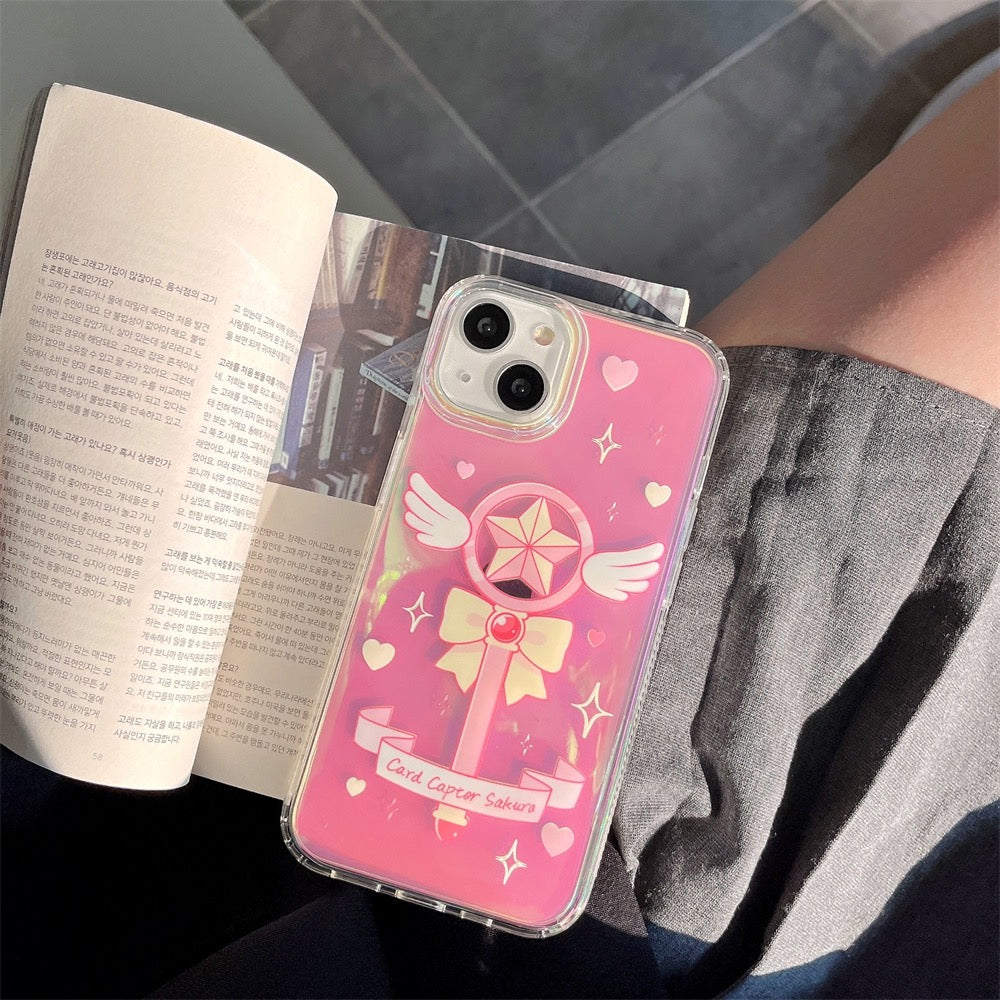 Japanese Cartoon Sailor Moon CardCaptorSakura Blu Ray Magic Wand Stick iPhone Case PLUS Max 11 12 13 14 Pro Promax