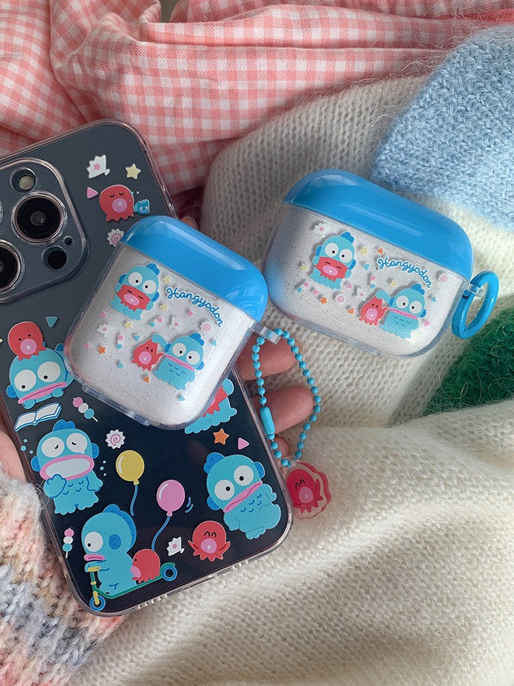 Japanese Cartoon Hangyodon with friends AirPods AirPodsPro AirPods3 AirPodsPro2 Case White and Blue