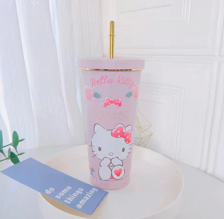 Sanrio Tumbler with Straw Warm Cool Lovely Cup Hello Kitty My