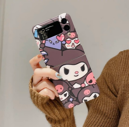 Japanese Cartoon Samsung Galaxy Z Flip 3 4 5 W23 Filp KU Full & Light Purple Phone Case