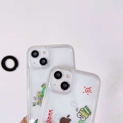 Japanese Cartoon Keroppi KP QuickSand iPhone Case 14 13 12 11 XS XR Pro Max Plus