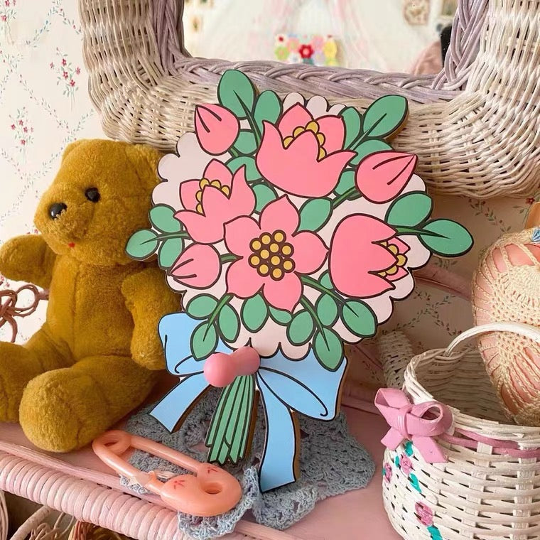 Handmade Kawaii Lovely 1950s Style 50s Bouquet Flowers Wood Hook Decoration Cute Style - for Children Girlish Lolita Room Decoration