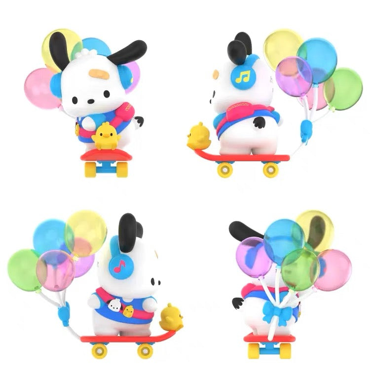 Sanrio Pochacco Skateborad with Balloons Figure Toy Collection