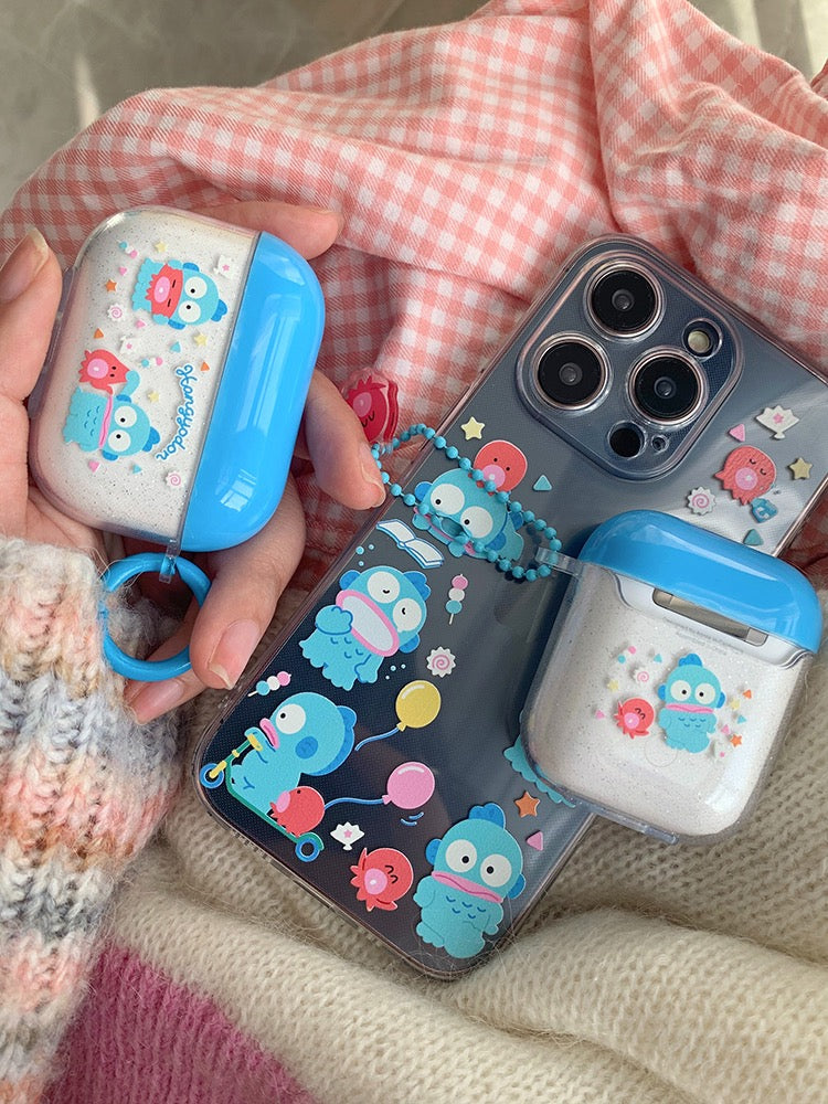 Japanese Cartoon Hangyodon with friends AirPods AirPodsPro AirPods3 AirPodsPro2 Case White and Blue