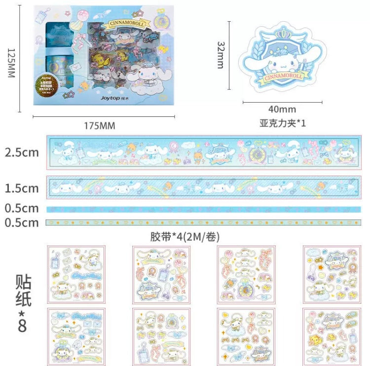 Sanrio Hello Kitty My Melody Kuromi Cinnamoroll - JK School Uniform Stickers, Tapes and Clip Gift Set for Diary NoteBook