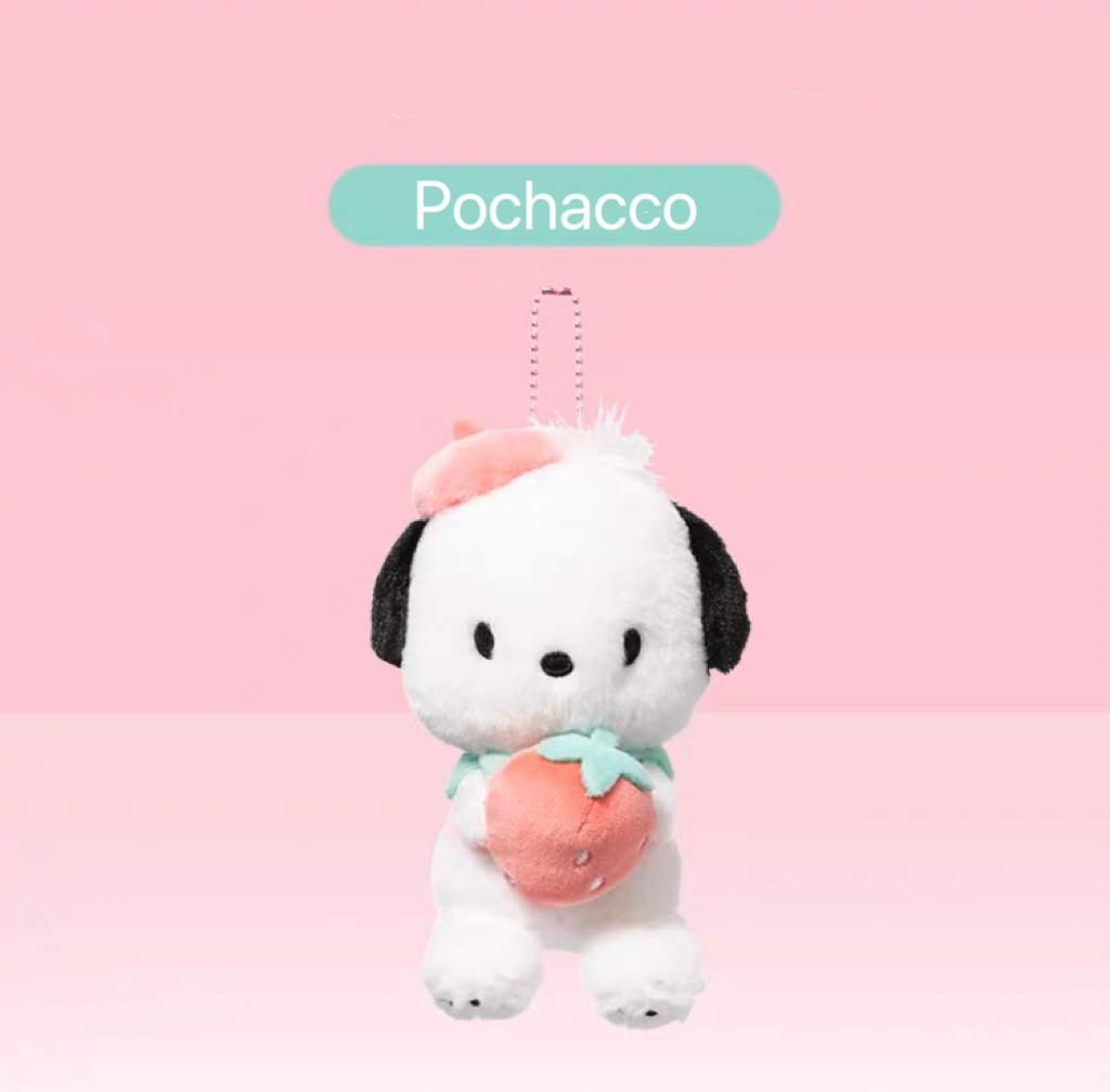 Sanrio Strawberry Mini Plush Keychain | My Melody Kuromi Cinnamoroll Pochacco - Bag Charm