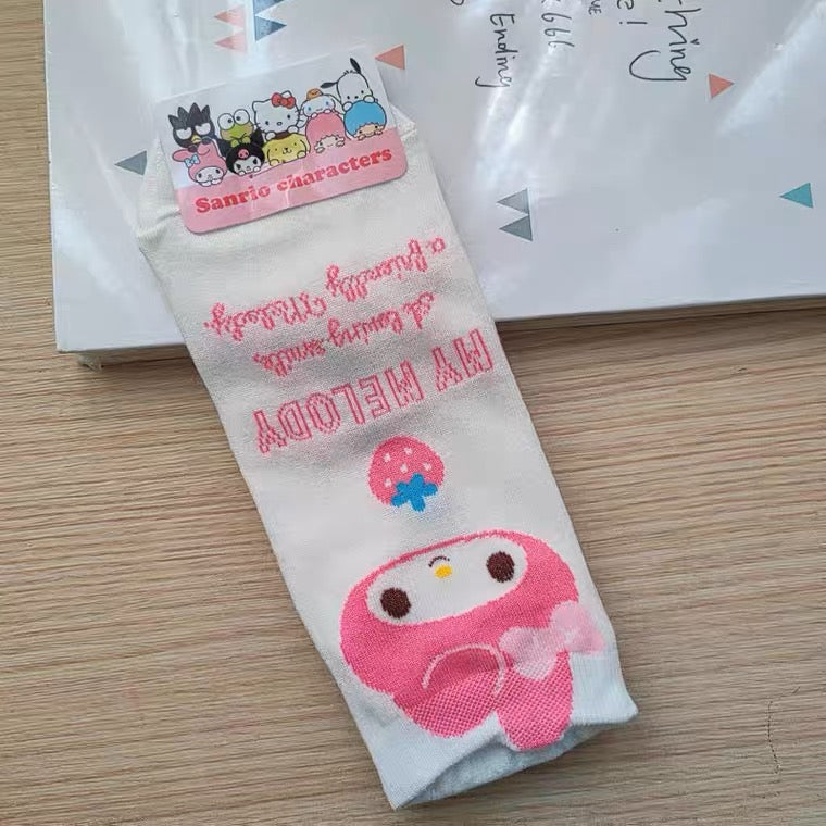 Sanrio Korea Socks | Hello Kitty My Melody Kuromi Cinnamoroll Pompompurin Pochacco KeroKeroKeroppi Gudetama - Female Socks