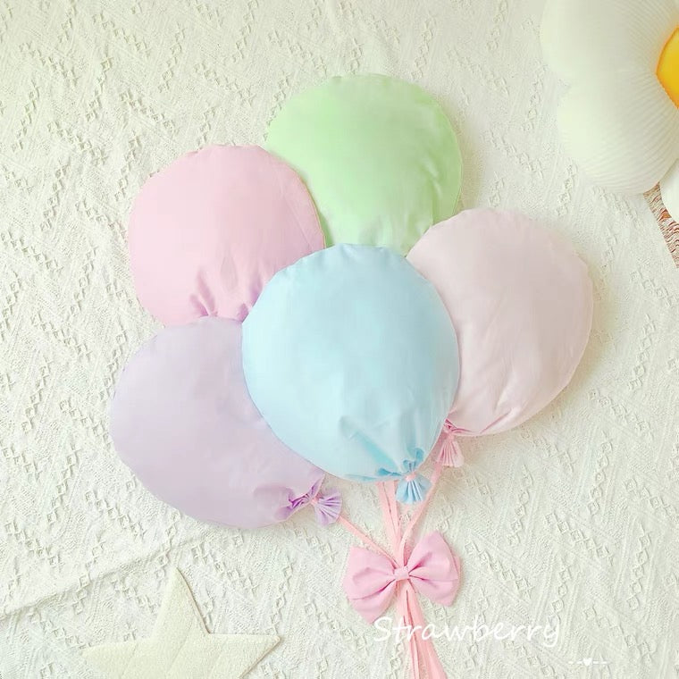 Handmade Set of 6 Pastel Balloons with Ribbon Kawaii Lovely Cute Style - for Children Girlish Lolita Room Decoration