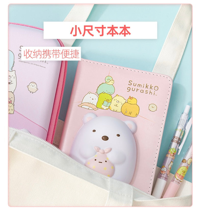 San-X Sumikko Gurashi Mini Stress Relief PU Toys with Notebook | Shirokuma Neko Penguin? - Colour Pages