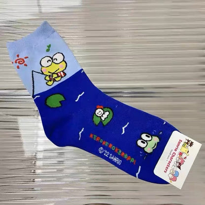 Sanrio Kawaii Colourful Cotton Socks | Hello Kitty My Melody Kuromi Cinnamoroll Pompompurin Keroppi Bad Badtz Maru - Short Boot Socks