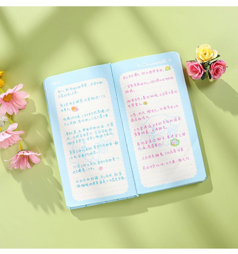 Sanrio Romantic Flower Notebook | My Melody Kuromi Cinnamoroll Pochacco - 80 Sheets
