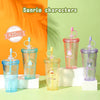 Sanrio Glitter Star Summer Cup My Melody Kuromi Cinnamoroll Pochacco Pompompurin Plastic Water Bottle with Straw for Cool Drink Lovely Cup