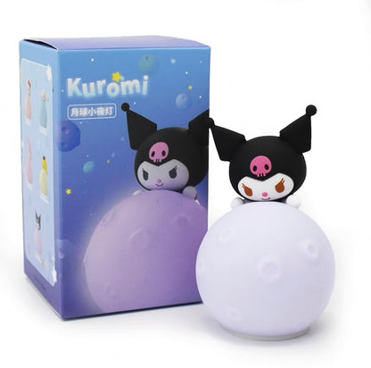 Sanrio Small Moon Night Light | Hello Kitty My Melody Kuromi Cinnamoroll Pompompurin - Rainbow Light Colour