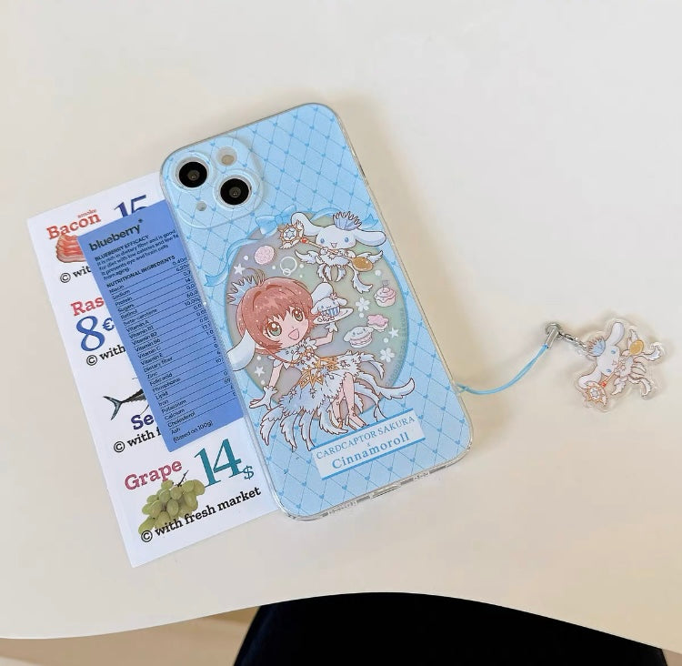 Japanese Cartoon CardCaptorSakura Cafe Maid Laser Version with KU CN PN iPhone Case 6 7 8 PLUS SE2 XS XR X 11 12 13 14 15 Pro Promax 12mini 13mini