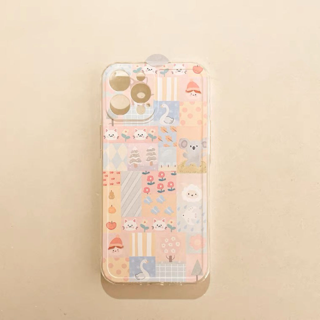 Patchwork Animals Forest Mori Style iPhone case Kawaii Lovely Cute Lolita iPhone 6 7 8 PLUS SE2 XS XR X 11 12 13 14 15 Pro Promax 12mini 13mini