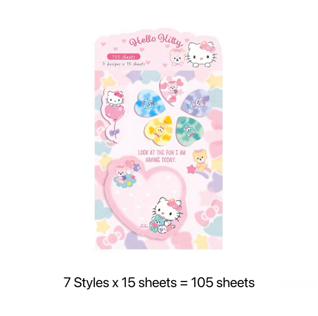 Sanrio Sweets & Food Memo Pad | Hello Kitty My Melody Kuromi Cinnamoroll Pompompurin Pocahcco Tuxedosam Bad Badtz Maru - 7 Style 105 Sheets