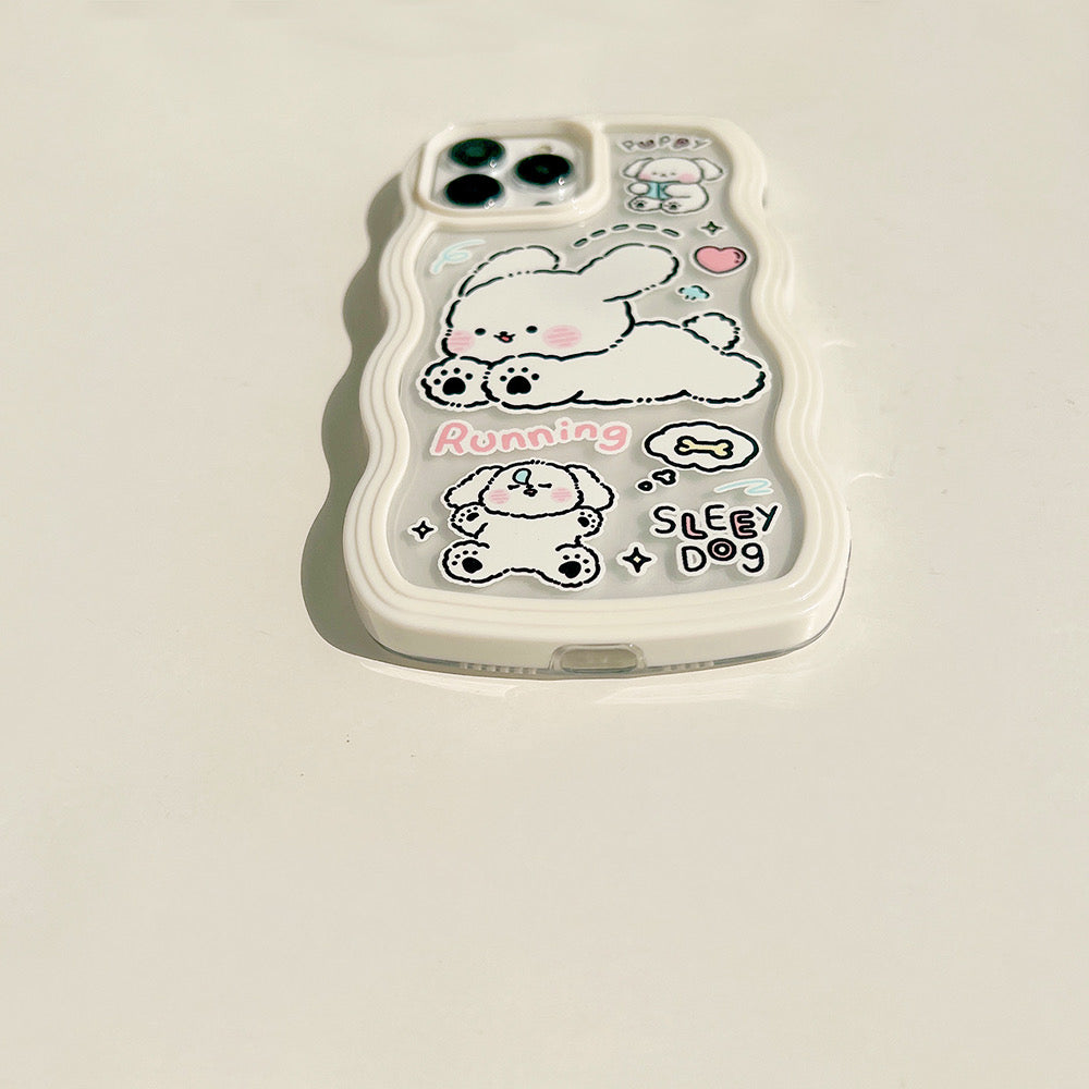 Cream Puppies Running Cute Korea Style iPhone case Kawaii Lovely Cute Lolita iPhone 6 7 8 PLUS SE2 XS XR X 11 12 13 14 Pro Promax 13mini