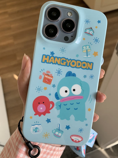 Japanese Cartoon Hangyodon with friends Blue Soft Case iPhone Case 12 13 14 Pro Promax Plus