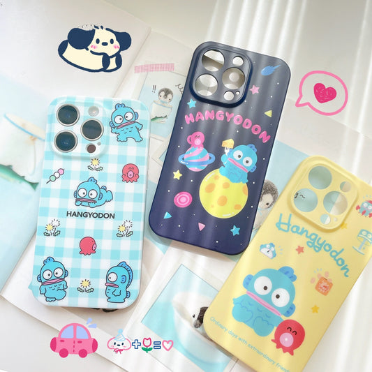 Japanese Cartoon Hangyodon 3 Style | Blue Checkered Space Simple - Soft Case iPhone Case 12 13 14 Pro Promax Plus