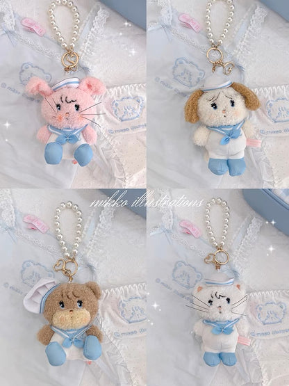 Mikko illustration Sailor Limited Edition Plush Doll Keychain Bear Latte Dog Souffie Kitten Mousse Rabbit Cammy