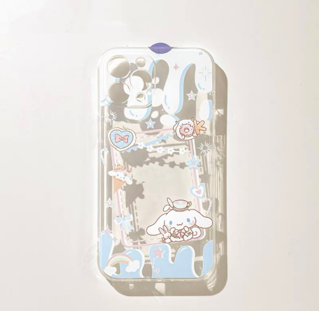 Japanese Cartoon Cinnamoroll CN with Dessert Photo Frame iPhone Case 6 7 8 PLUS SE2 XS XR X 11 12 13 14 15 Pro Promax 12mini 13mini