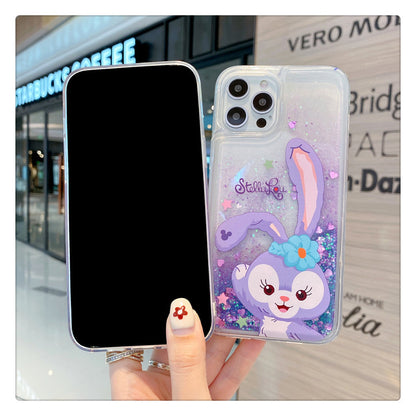Japanese Cartoon Teddy Bear Rabbit Glitter QuickSand iPhone Case 14 13 12 11 XS XR Pro Max Plus