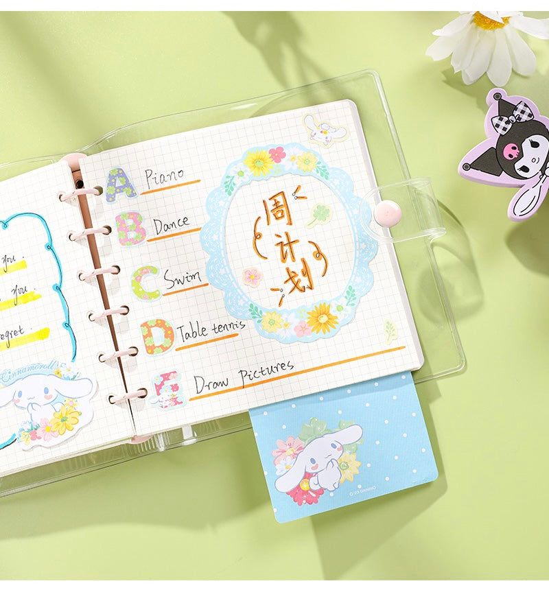 Sanrio Romantic Flower Stickers and Memo DIY Set | My Melody Kuromi Cinnamoroll Pochacco