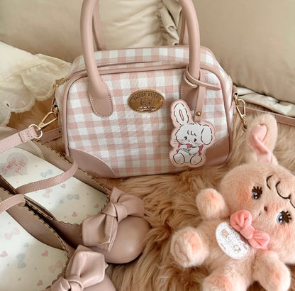Mikko illustration Vintage Style Limited Edition Bag with Leather Keychain Bear Latte Dog Souffie Kitten Mousse Rabbit Cammy