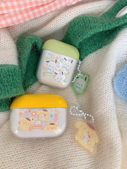 Japanese Cartoon Pomponpurin Pochacco PN PC with friends AirPods AirPodsPro AirPods3 AirPodsPro2 Case White and Yellow Green