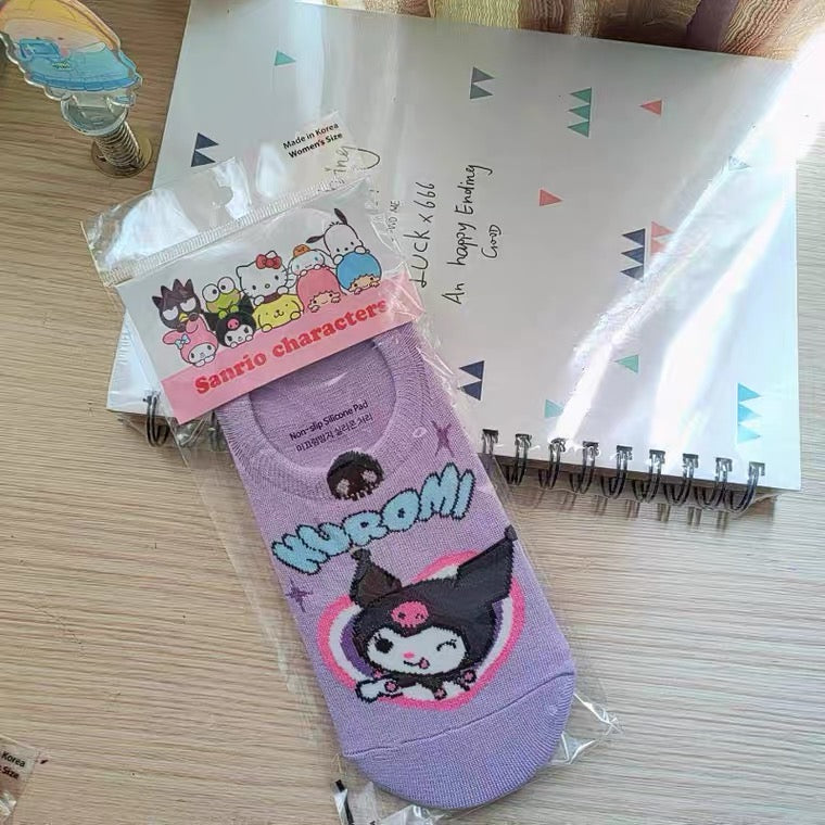 Sanrio Korea Low Cut Socks Heart | Hello Kitty My Melody Kuromi Cinnamoroll Pompompurin Pochacco KeroKeroKeroppi Gudetama - Anti-off Female Socks