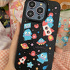 Japanese Cartoon Hangyodon in Space UFO Black and Glitter Soft Case iPhone Case 12 13 14 15 Pro Promax Plus