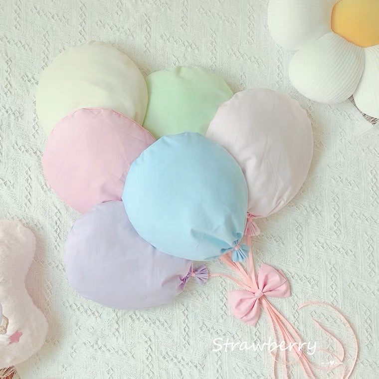 Handmade Set of 6 Pastel Balloons with Ribbon Kawaii Lovely Cute Style - for Children Girlish Lolita Room Decoration