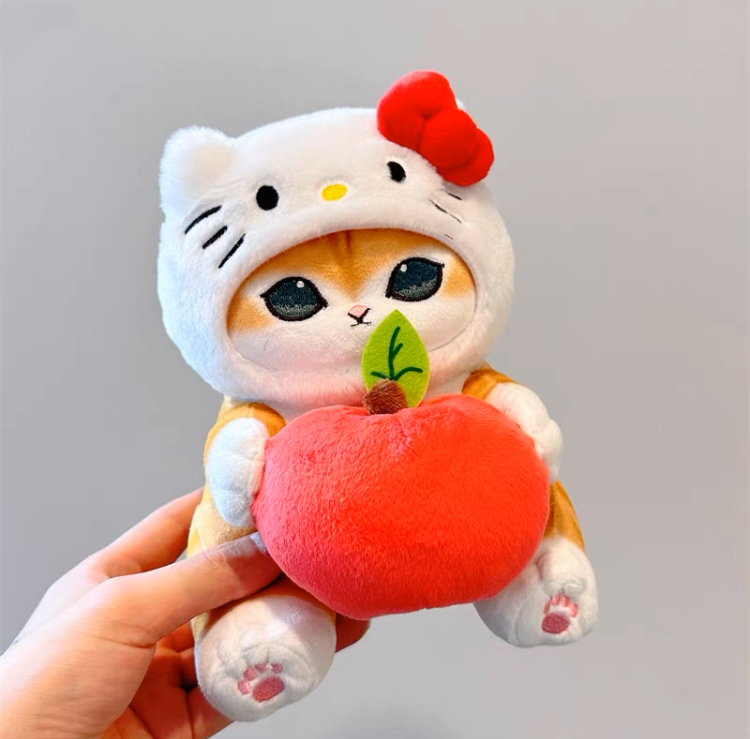 Japan Artist Mofusand x Sanrio Cat Neko Crossover Hello Kitty - 12cm 15cm 20cm Mascot Plush Doll Big Keychain KawaiiGiftLand