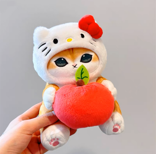 Japan Artist Mofusand x Sanrio Cat Neko Crossover Hello Kitty - 12cm 15cm 20cm Mascot Plush Doll Big Keychain KawaiiGiftLand