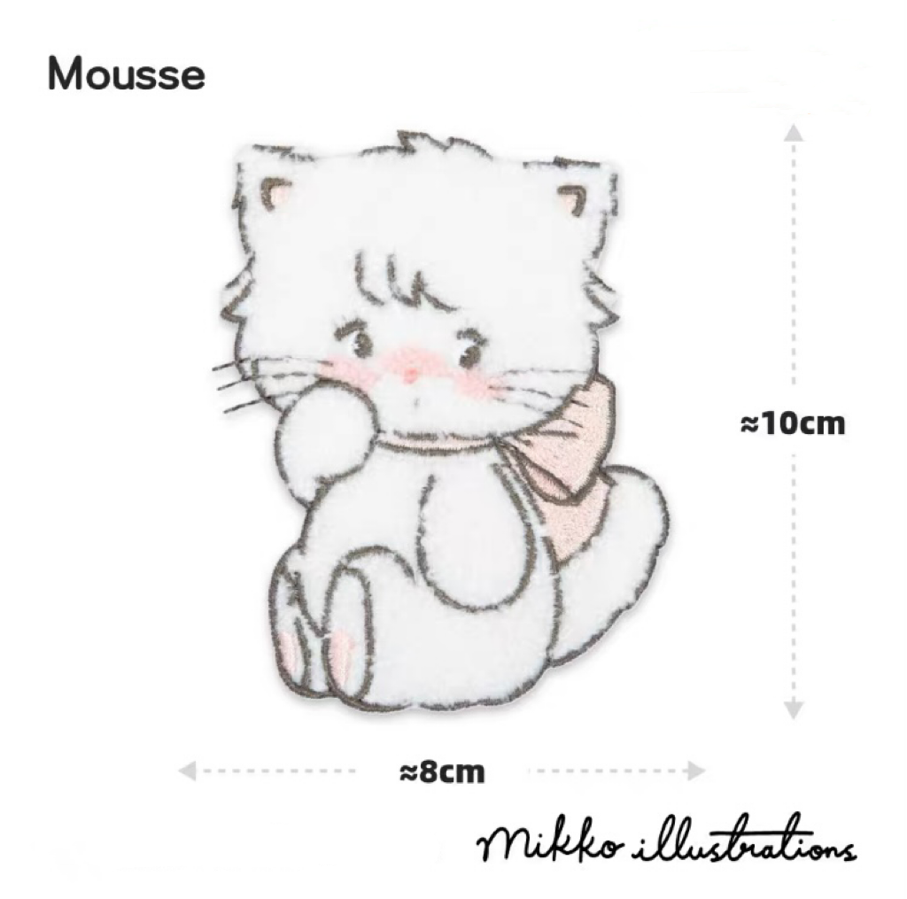 Mikko illustration Big Embroidery Sticker Bear Latte Kitten Mousse Rabbit Cammy