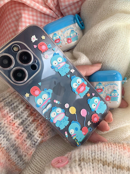 Japanese Cartoon Hangyodon with friends Soft Case iPhone Case XR XS X 11 12 13 14 15 Pro Promax Plus mini