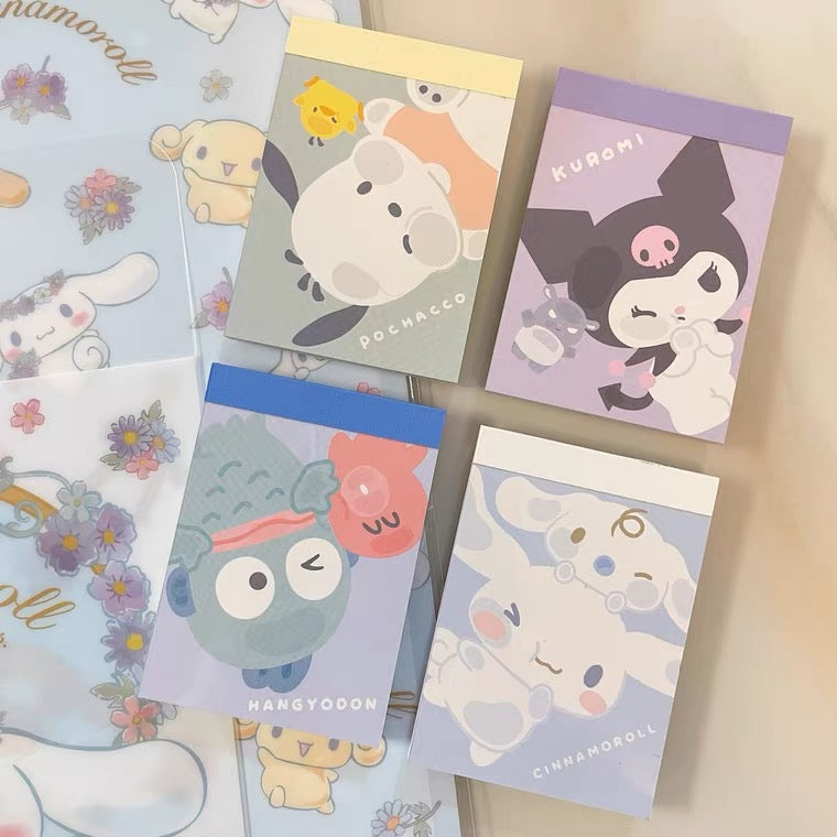 Japan Sanrio On Glass Memo Pad | Kuromi Cinnamoroll Pochacco Hangyodon - 2 Style 60 Sheets