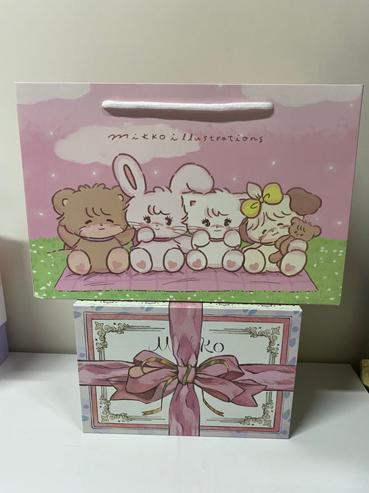 Mikko illustration Gift Box with Gift Bag Bear Latte Dog Souffie Kitten Mousse Rabbit Cammy