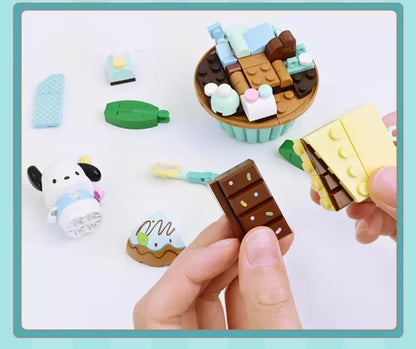 Sanrio Kuromi Dessert Mint Chocolate Cake Building Blocks Toy Collections