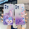Japanese Cartoon Teddy Bear Rabbit Glitter QuickSand iPhone Case 16 15 14 13 12 11 XS XR Pro Max Plus