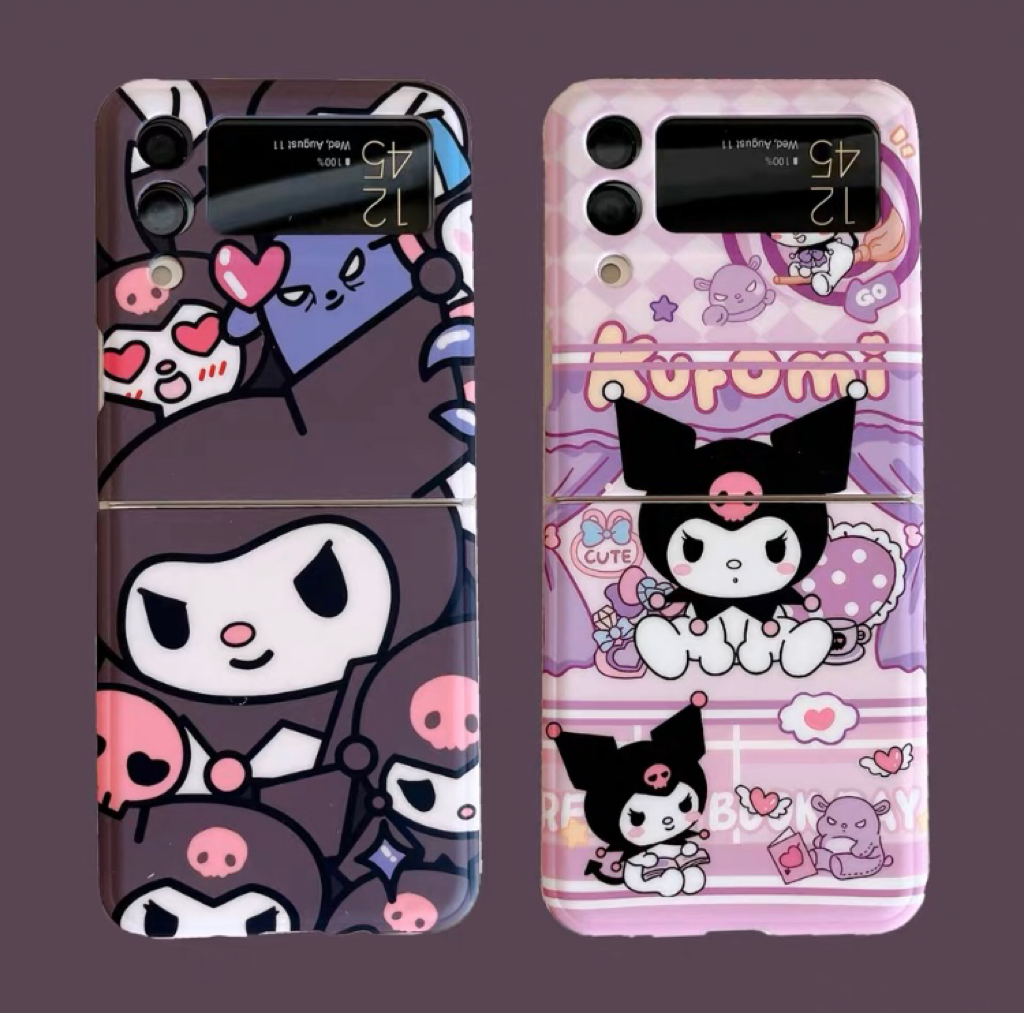 Japanese Cartoon Samsung Galaxy Z Flip 3 4 5 W23 Filp KU Full & Light Purple Phone Case Kuromi